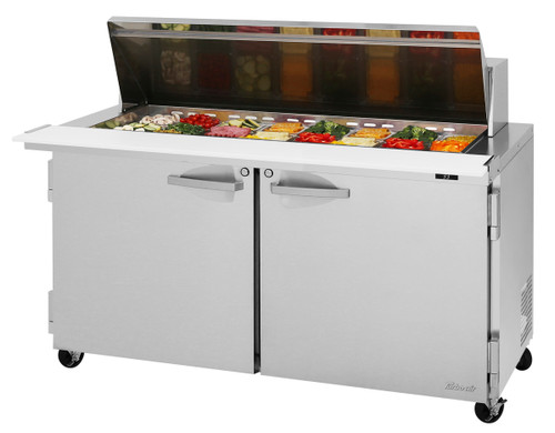 Turbo Air PST-60-24-N 60.25'' 2 Door Counter Height Mega Top Refrigerated Sandwich / Salad Prep Table Refrigerant R290,  19 Cu. Ft.