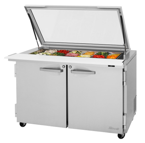 Turbo Air PST-48-18-N-GL PRO Series Mega Top Sandwich/Salad Prep Table Refrigerant R290,  15 Cu. Ft.