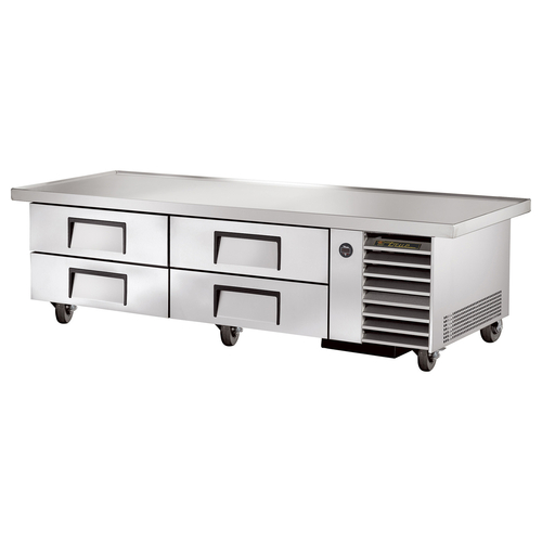 True TRCB-79-86-HC 86 1/4" Refrigerated Chef Base with 4 Drawers with 3 5/8" Overhang, 8 Pans (Full Size), Refrigerant R290