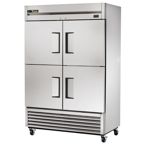 True TS-49F-4-HC 54 1/8" Stainless Steel 2 Section Solid Half Door Reach-In Freezer, 41.25 Cu. Ft.,  Refrigerant R290