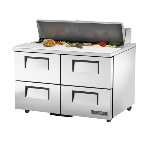 True TSSU-48-12D-4-HC 48" 4 Drawer Refrigerated Sandwich / Salad Prep Table, 12 Pans Top, Refrigerant R290