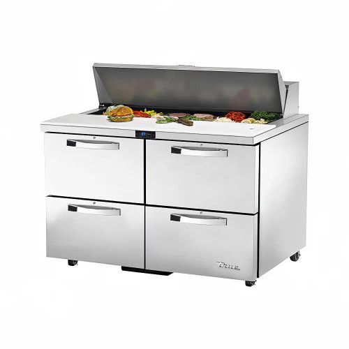 True TSSU-48-12D-4-HC~SPEC3 48" 4 Drawer Refrigerated Sandwich / Salad Prep Table, 12 Pans Top, Refrigerant R290