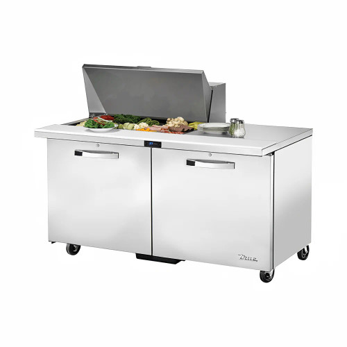 True TSSU-60-15M-B-HC~SPEC3 60" Two Section Mega Top Sandwich Prep Table, 15 Pans Top, Refrigerant R290