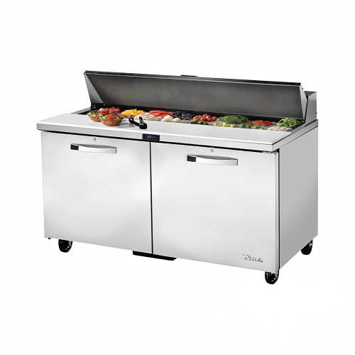 True TSSU-60-16-HC~SPEC3 60" 2 Door Refrigerated Sandwich / Salad Prep Table, 16 Pans Top, Refrigerant R290