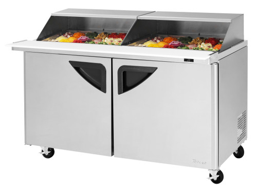 Turbo Air TST-60SD-24-N-SL 60.25'' 2 Door Counter Height Mega Top Refrigerated Sandwich / Salad Prep Table Refrigerant R290, 19 Cu. Ft.