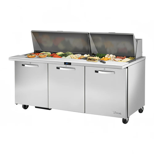 True TSSU-72-30M-B-ST-HC~SPEC3 72" Mega Top Sandwich/Salad Prep Table w/ Refrigerated Base, 30 Pans, Refrigerant R290