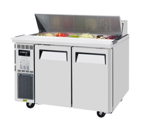 Turbo Air JST-48-N 47.25'' 2 Door Counter Height Refrigerated Sandwich / Salad Prep Table with Standard Top Refrigerant R290, 11 Cu. Ft.