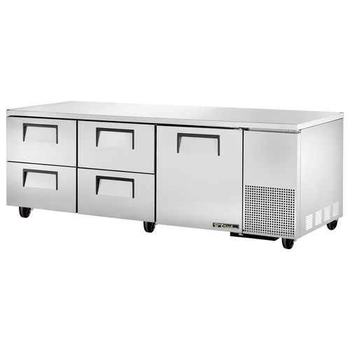 True TUC-93D-4-HC 93" Undercounter Refrigerator, 3 Sections, 1 Solid Doors, 4 Drawers,  30 Cu. Ft, Refrigerant R290