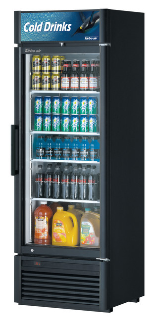 Turbo Air TGM-20SD-N6 27'' Black 1 Section Swing Refrigerated Glass Door Merchandiser   Refrigerant  R600A   16.01 Cu. Ft