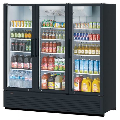 Turbo Air TGM-72SDH-N 78'' Black 3 Section Swing Refrigerated Glass Door Merchandiser Refrigerant  R290   70.5 Cu. Ft