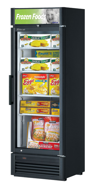 Turbo Air TGF-15SD-N 26.38'' 13.2 cu. ft. 1 Section Black Glass Door Merchandiser Freezer   Refrigerant  R290   13.2 Cu. Ft