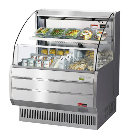 Turbo Air TOM-30LS-N 28'' Stainless Steel Horizontal Air Curtain Open Display Merchandiser with 1  Shelves   Refrigerant  R290   5.1 Cu. Ft