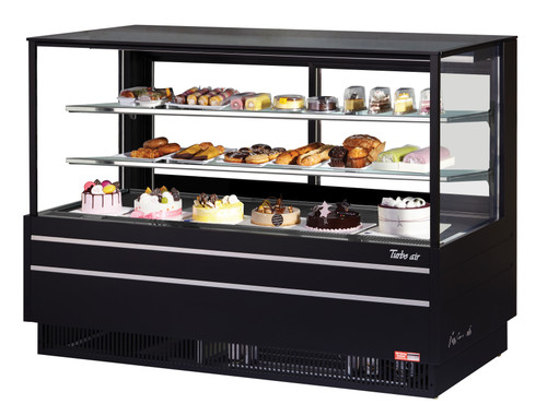 Turbo Air TCGB-72UF-W(B)-N 72-1/2" Full Service Deli Case w/ Straight Glass - (3) Levels, 115v, Black   Refrigerant  R290  23.2 Cu. Ft