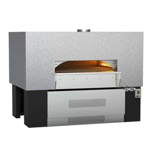 Wood Stone FD-11275RFGLLIRW 88"W Fire Deck Stone Hearth Oven, (2) Left Side Radiant Gas Flames/Right Side Wood Burning Option, Under Floor IR Burner, (14) 16" Pizza Capacity, 39 Sq.Ft Cooking Surface, (315,000-NG/310,000-LP) BTUs/hr