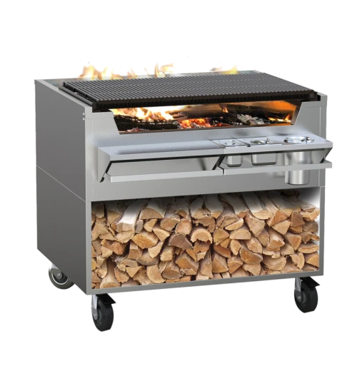 Wood Stone WS-SFB-45 Mt. Saint Helens 44.5"W Classic Solid Fuel Shallow-Box Charbroiler, Wood Burning, (1) Grate Tool, (1) Shoval, Heat Sink Fire Box