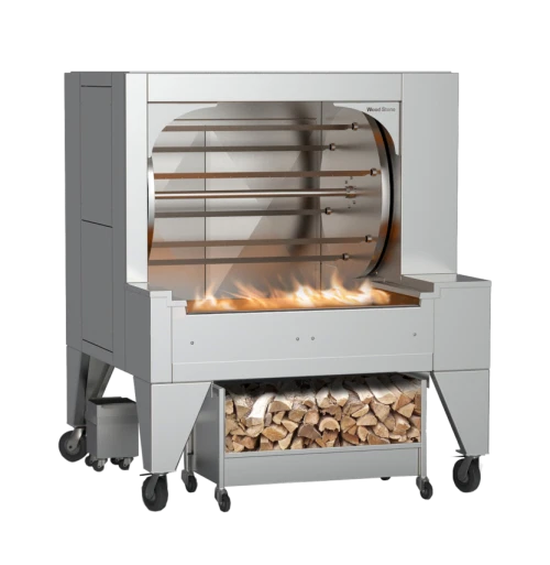 Wood Stone WS-SFR-10 Mt. Olympus 62"W Solid Fuel Commercial Rotisserie Oven, 60–70 Chickens Capacity, Rear Load and Unload, 10-Spit 