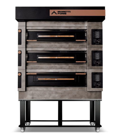 Moretti Forni AMPTO S100E3 ICON Electric Pizza Oven (Three Decks) With Standard Open Frame Base Chamber Dim. 37-1/2 X 29 220v/60-50/1 Ph