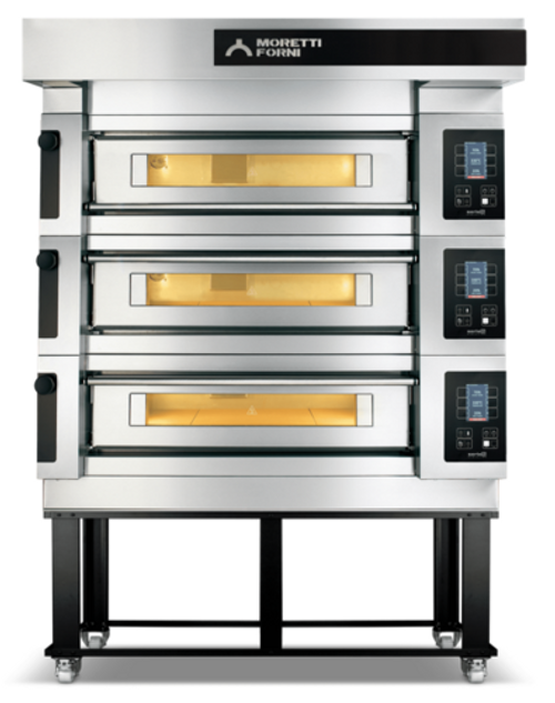 Moretti Forni S105E3 Electric Pizza Oven (Three Deck) With Standard Open Frame Base Chamber Dim. 37-1/2 X 49-3/4 220v/60-50/3 Ph