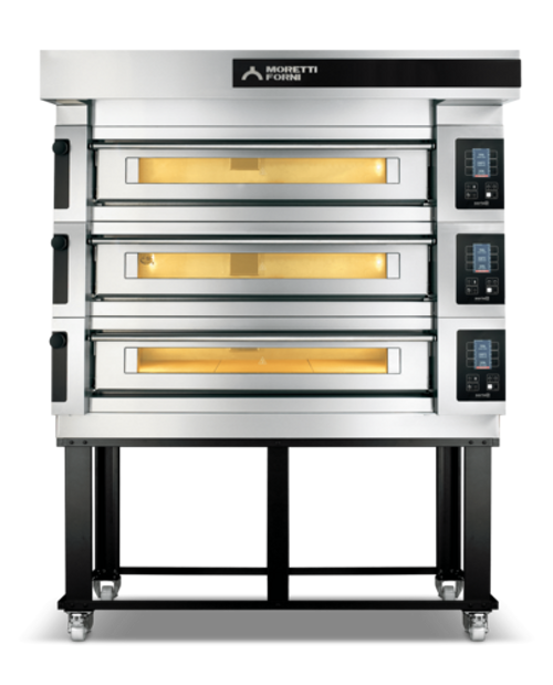 Moretti Forni S120E3 Electric Pizza Oven (Three Deck) With Standard Open Frame Base Chamber Dim. 49 x 29 220v/60-50/3 Ph