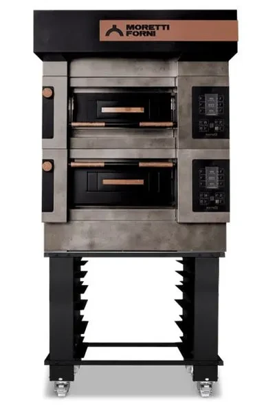 Moretti Forni S50E2 18.75"W serie S ICON Finish Double-Deck Electric Pizza Bake Oven, Brick Baking Surface,2 Baking Chambers Tray 26" x 18", 220V/60-50/1 Ph