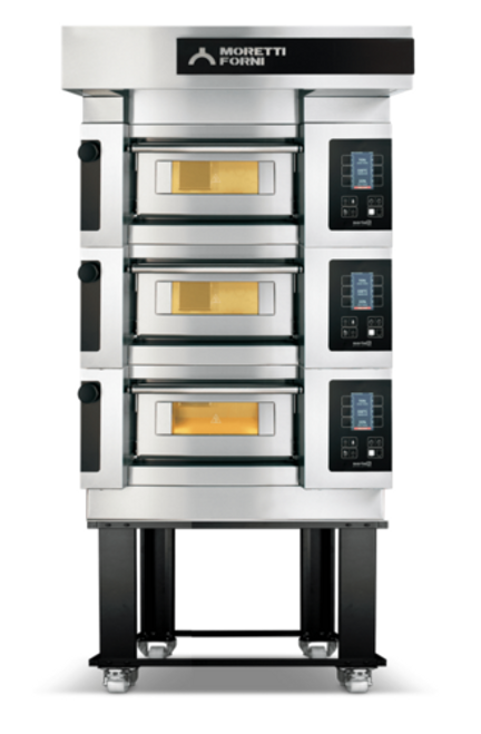 Moretti Forni S50E3 Electric Pizza Oven  (Three Decks) With Standard Open Frame Base Chamber Dim. 18-3/4 x 16-1/2 220v/60-50/1 Ph