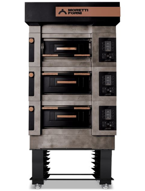 Moretti Forni S50E3 ICON Electric Pizza Oven  (Three Decks) With Standard Open Frame Base Chamber Dim. 18-3/4 x 16-1/2 220v/60-50/1 Ph