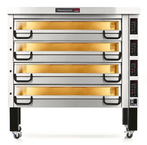 PizzaMaster PM 744ED - 700 Series Modular Electric Pizza Deck Oven, Full Size and Highly Efficient, Hearthstone Clay, 4 Decks, Baking Surface 56"W x 28"D, 208/240V, 1/3 Phase, 12.6/13.7 kW