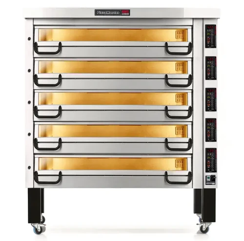 PizzaMaster PM 745ED - 700 Series Modular Electric Pizza Deck Oven, Full Size and Highly Efficient, Hearthstone Clay, 5 Decks, Baking Surface 56"W x 28"D, 208/240V, 1/3 Phase, 12.6/13.7 kW