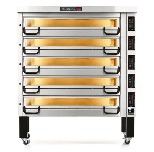 PizzaMaster PM 845ED - 800 Series Modular Deck Type Electric Pizza Bake Oven, Excellent Heat Distribution/Highly Efficient, 5 Decks, Baking Surface 64"W x 32"D, 230V, 1/3 Phase, 17.0 kW