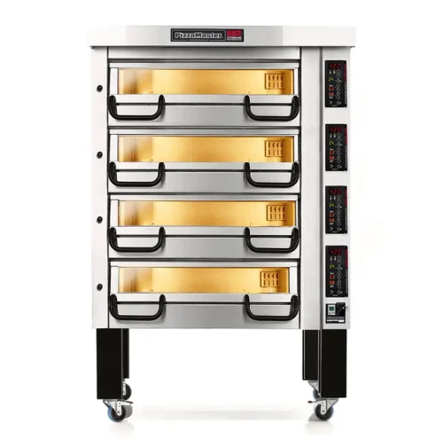 PizzaMaster PM 914ED - 900 Series Modular Deck Type Electric Pizza Bake Oven, High Temprature Slim Size Dry Heat Large Capacity, 4 Decks, Baking Surface 26"W x 36"D, 208/240V, 1/3 Phase, 7.7/8.3 kW
