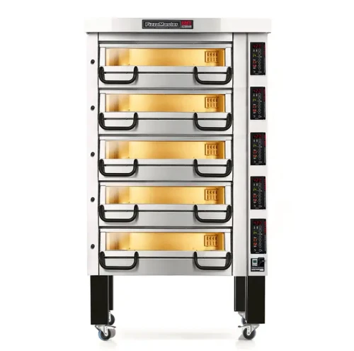 PizzaMaster PM 915ED - 900 Series Modular Deck Type Electric Pizza Bake Oven, High Temprature Slim Size Dry Heat Large Capacity, 5 Decks, Baking Surface 26"W x 36"D, 208/240V, 1/3 Phase, 7.7/8.3 kW