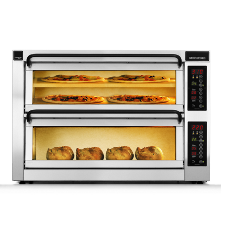 PizzaMaster PM 452ED-3DW 450 Series Compact Electric Stone-Hearth Performance CounterTop Pizza Bake Oven, Unique Scandinavian Design, Double Deck, 36.2" x 18.1 Deck Size, 2 Chamber/3 Stone, 18.00 kW