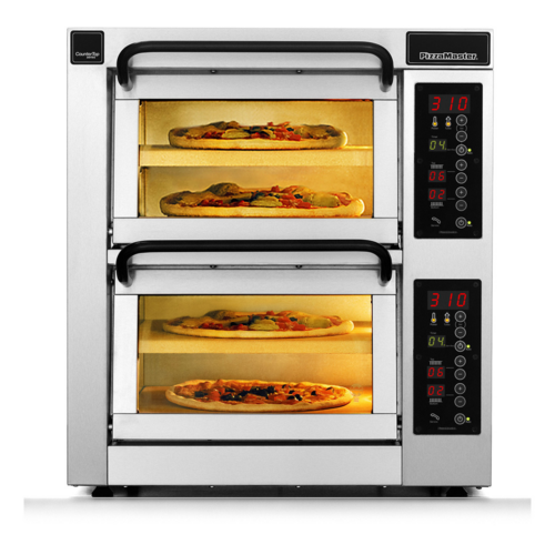 PizzaMaster PM 552ED-4 550 Series Compact Electric CounterTop Pizza Bake Oven, Unique Scandinavian Design, Double Deck, 21.1"W x 21.1"D Deck Size, 2 Chamber/4 Stones, 13.13 kW