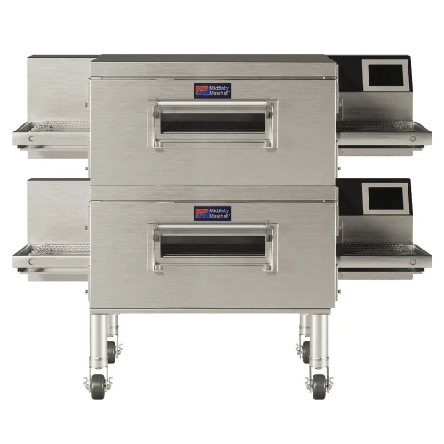 Middleby PS638E-2 - Electrically Heated WOW! Impingement Plus Commercial Conveyor Ovens with 38 inch Long Cooking Chamber and 26" Wide x 65.25" Long Conveyor Belt, Double Stack