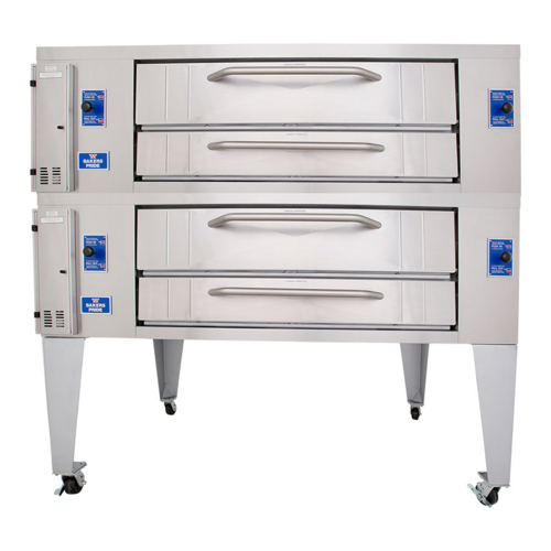 Bakers Pride Y-802BL Y Series Deck Oven 7.5” Deck Height, 2 Deck, 2 Chamber (66" x 44" Deck Size)  - 240,000 BTUh - Natural Gas - Brick Lined 