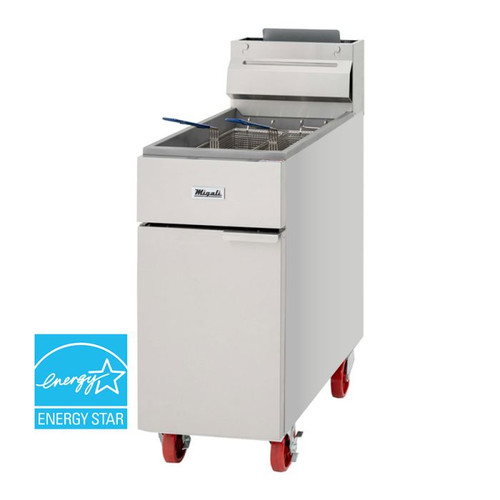 Migali C-F35-NG - Three Burner 35 LB Natural Gas Stainless Steel Competitor Series Floor Model Commercial Deep Fryers