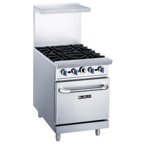Blue Air BLUELAVA BLR24-4B - 24"W - 4 Open Burners Heavy Duty Stainless Steel Commercial Gas Range  - 162,000 BTU/h
