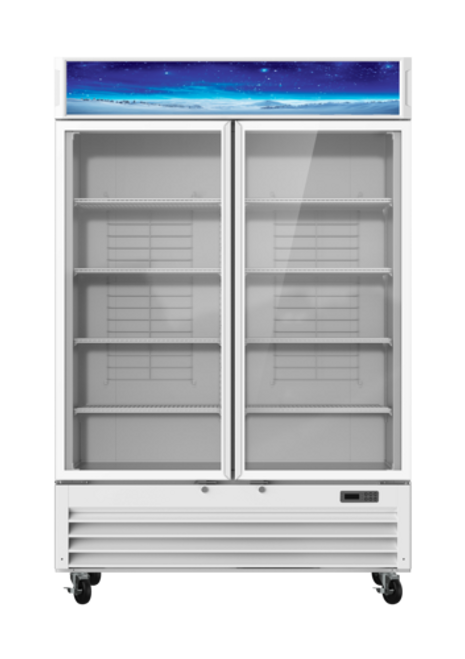 Blue Air BGF49W-HC 54.25" Wide - Glass Door Merchandiser Freezer - Two Sections - White - 44.45 Cu/Ft