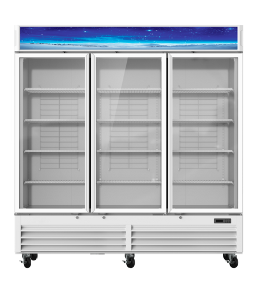 Blue Air BGF72W-HC 78.12" Wide - Glass Door Merchandiser Freezer - Three Sections - White - 65.30 Cu/Ft