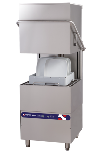 AMPTO 1510 - 29.5"W Commercial High Temperature Undercounter Door Type Dishwasher - Self Cleaning - Universal Hood Dishwasher for GN 1/1