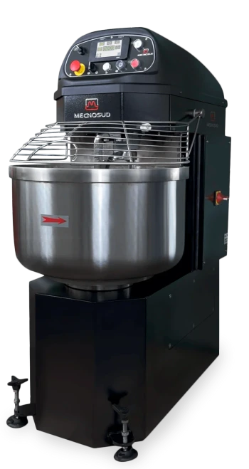 AMPTO SP60HKT-NE Mecnosud Spiral Dough Mixer, 88 LB Flour Capacity, Electric with Lift Cage, 2 Speed Removable Bowl, 2 Hook/1 Bowl 105.7 Quart Bowl