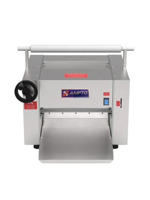AMPTO CLM-390 - 16"W Commercial Dough Roller & Sheeter - Countertop Dough Laminator for Pizza, Pasta & Bakery Applications - 8.8 LBs Dough Capacity