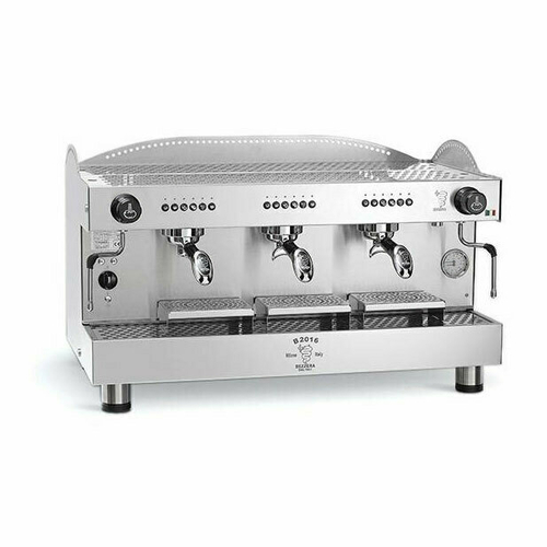 AMPTO Bezzera B2016DE3IS7 Fully Automatic Espresso Machine - Commercial 3 Group Coffee Machine for Cafés & Restaurants - 4.5 Gal(17 L) Bolier