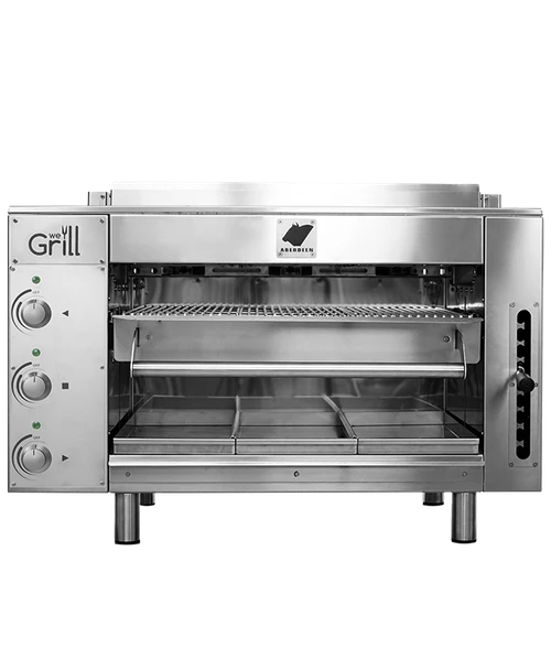 AMPTO ABERDEEN-E 41"W WeGrillandMore Infrared Overfire Broiler, Electric Single Deck Countertop Broiler, (3)Burner 26.85"W x 18.66"D Cooking Surface, 12 kW
