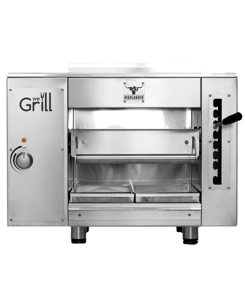 AMPTO HIGHLANDER-E 29"W WeGrillandMore Infrared Overfire Broiler, Electric Single Deck Countertop Broiler, (1)Burner 15.23"W x 14.72"D Cooking Surface, 5 kW