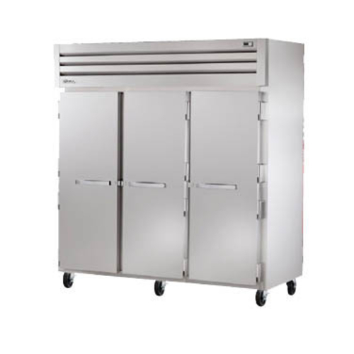 True STA3F-3S-HC - 78"W Spec Series® Commercial Three Section Reach-In Freezer, Full Solid Swing Doors, Hydrocarbon Refrigerant R290, Top Mount