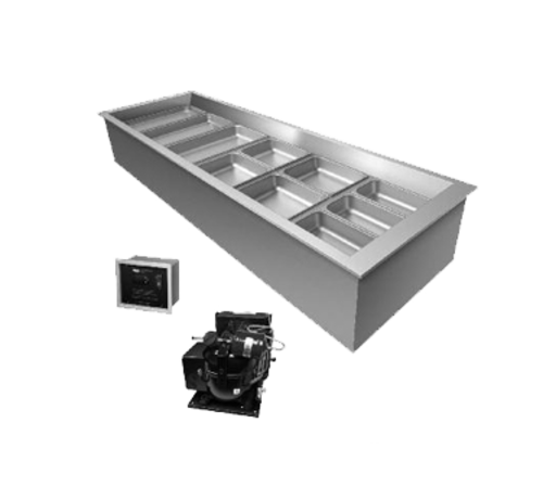 Hatco CWBR-5 Built-in Refrigerated Well 5-Pan w/Drain, Remote R-513A Refrigeration - 800 Watts