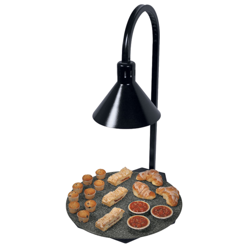 Hatco GRSSR20-DL77516 Glo-Ray® Simulated Round Heated Stone Shelf 20" Diameter - Portable Heated Stone Shelf with Decorative Lamp - 650 Watts