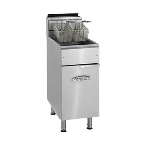 Imperial Range IFS-40 Gas Fryer – 40 lb Tube Fired Commercial Deep Fryer, Stainless Steel Frypot, Thermostat Control - 105,000 BTU - 3 Burners