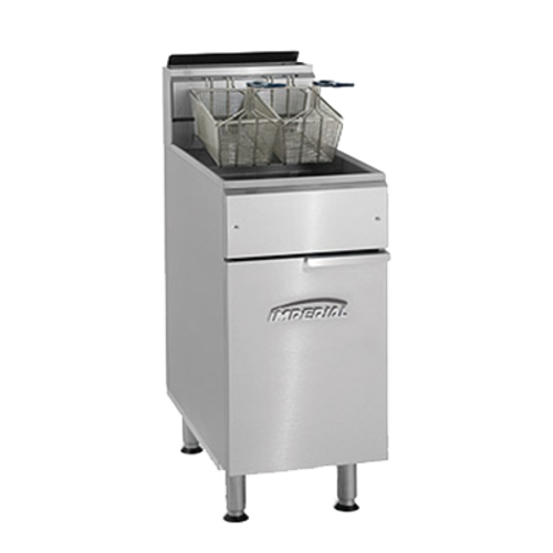 Imperial Range IFS-75 Gas Fryer - 75 lb Tube Fired Commercial Deep Fryer, Stainless Steel Frypot, Thermostat Control - 175,000 BTU - 5 Burners